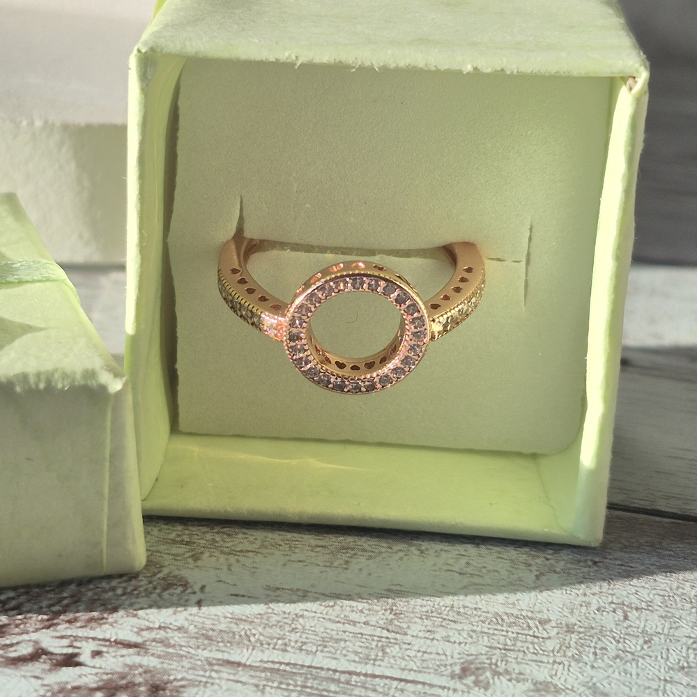Size 6.5 Rose Gold Plated Sterling Silver Halo CZ Ring